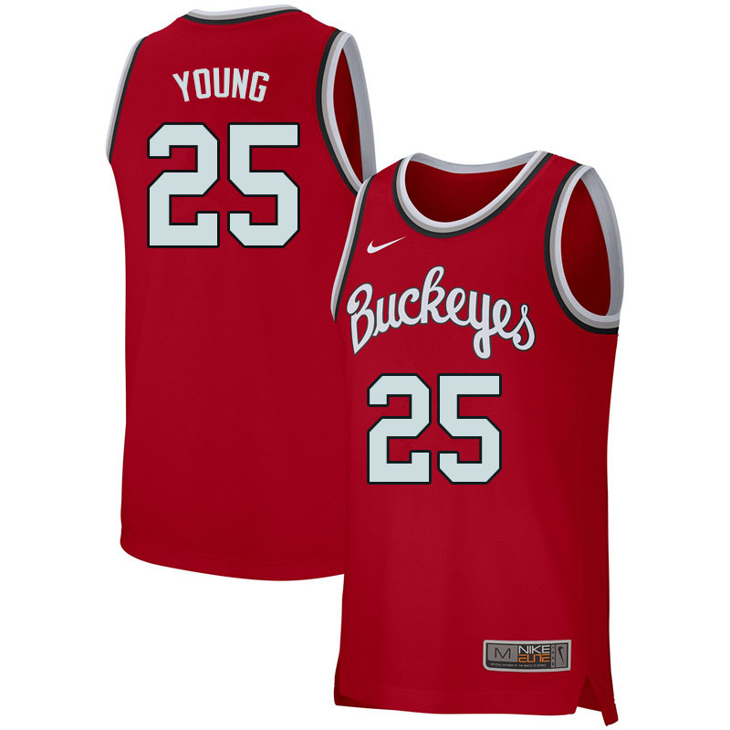 Men #25 Kyle Young Ohio State Buckeyes College Basketball Jerseys Sale-Retro Scarlet
